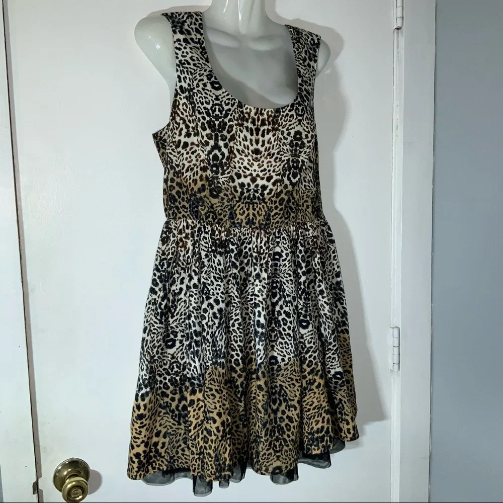 Leopard Print Fit Flare Summer Dress 11/12 Cutout back Jessica Simpson - Picture 9 of 13
